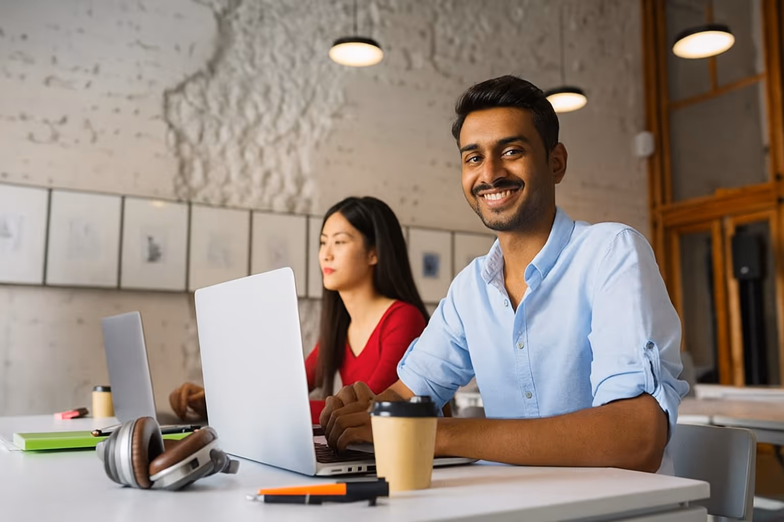Students collaborating in a modern workspace - Technical Round